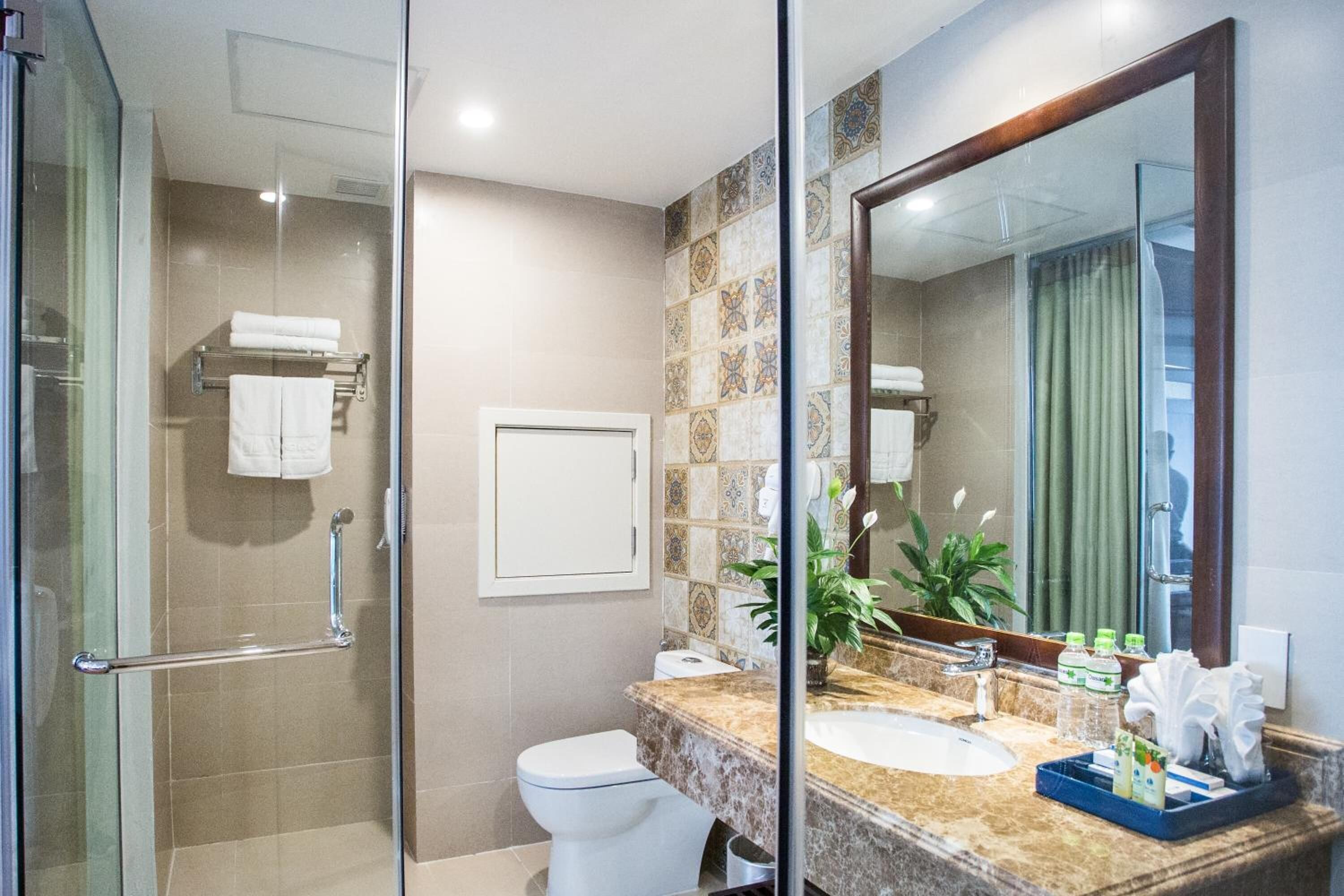 shower, free toiletries, hair dryer, bathrobes