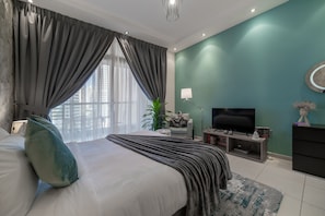 Superior-studiolejlighed - 1 queensize-seng - byudsigt | Individuel indretning, skrivebord, strygejern/strygebræt, gratis Wi-Fi