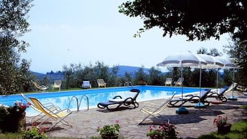 Piscina all'aperto, lettini
