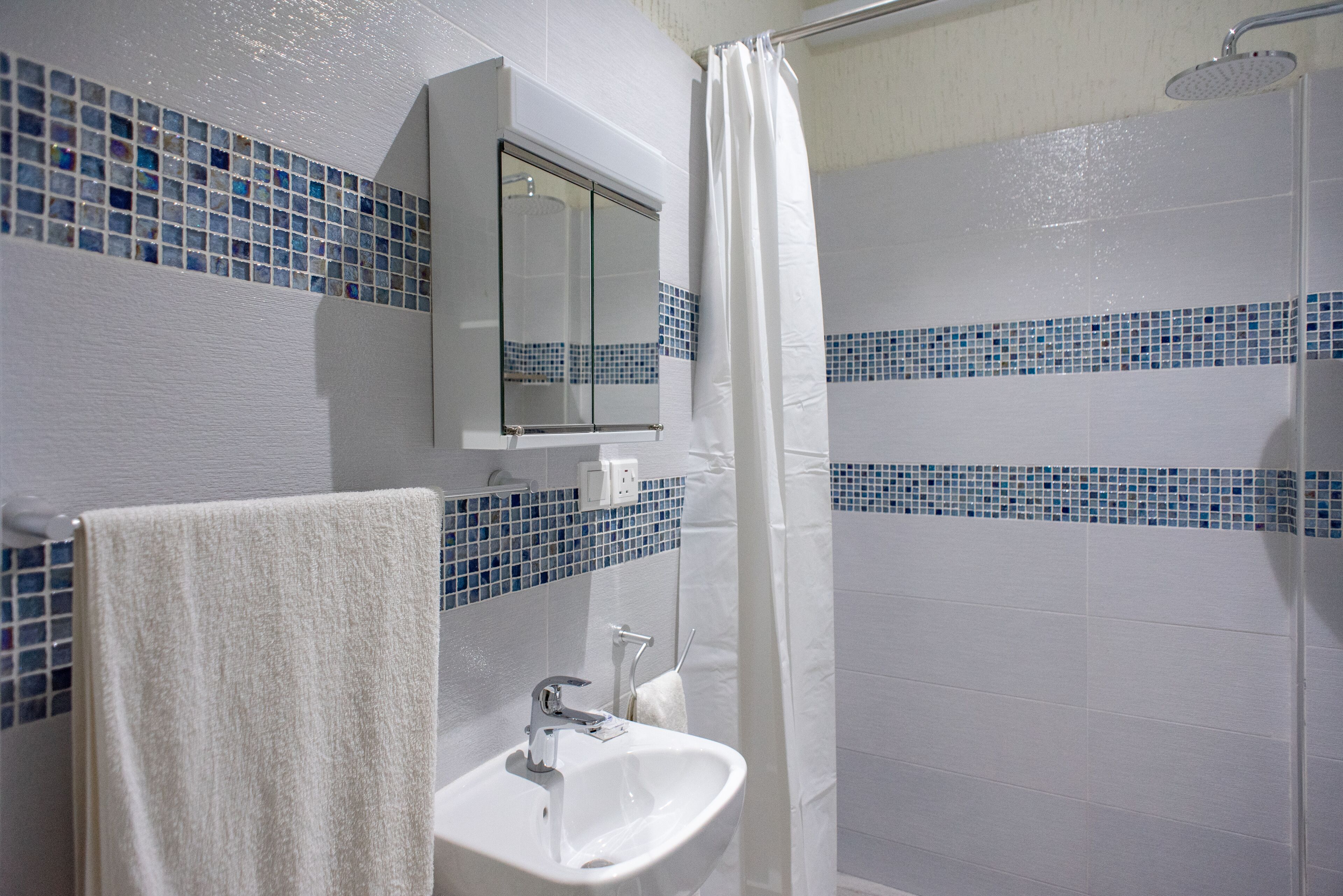 economy double room | bathroom | shower, hydromassage showerhead, free toiletries, hair dryer