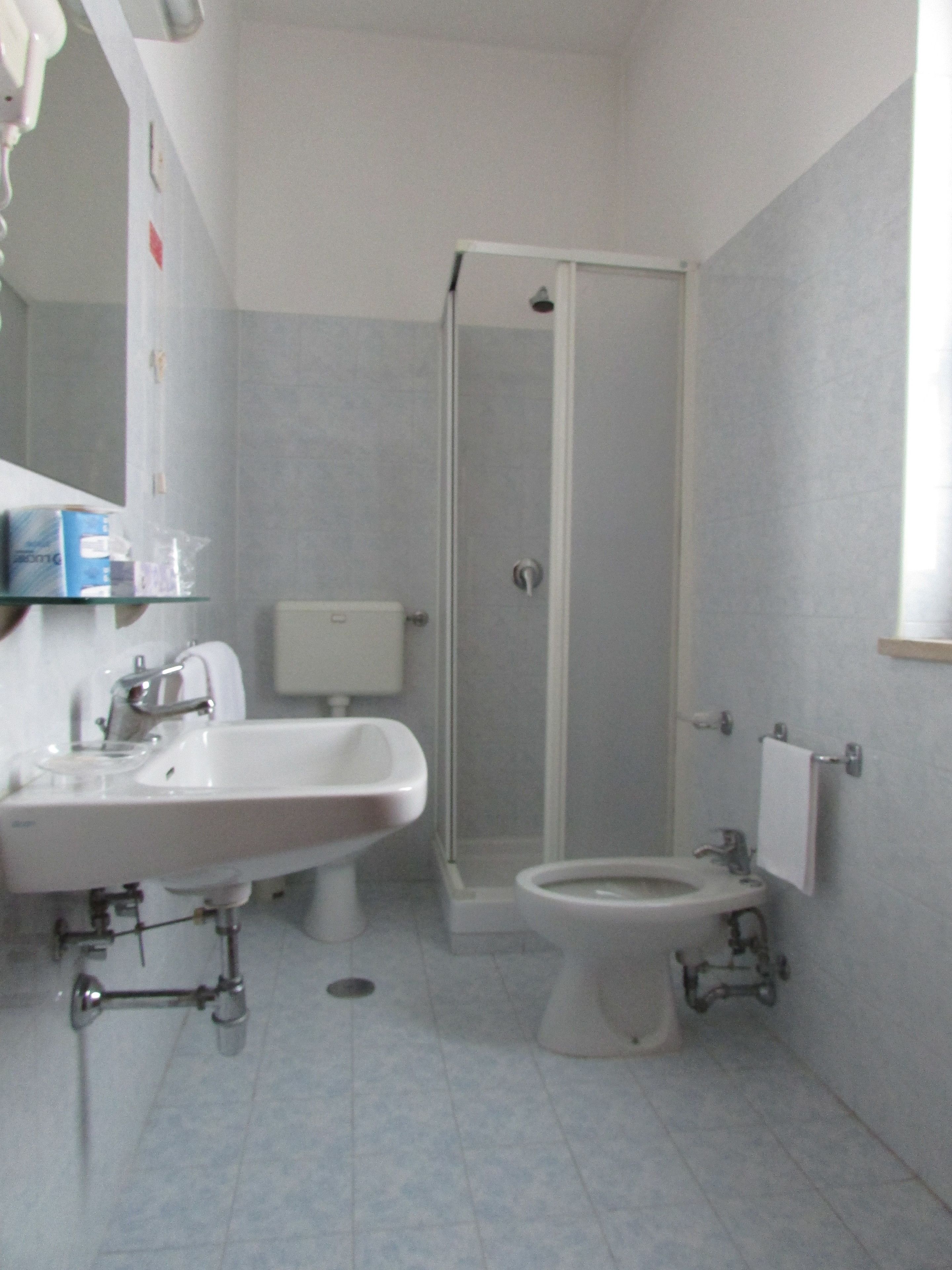 free toiletries, hair dryer, bidet, towels