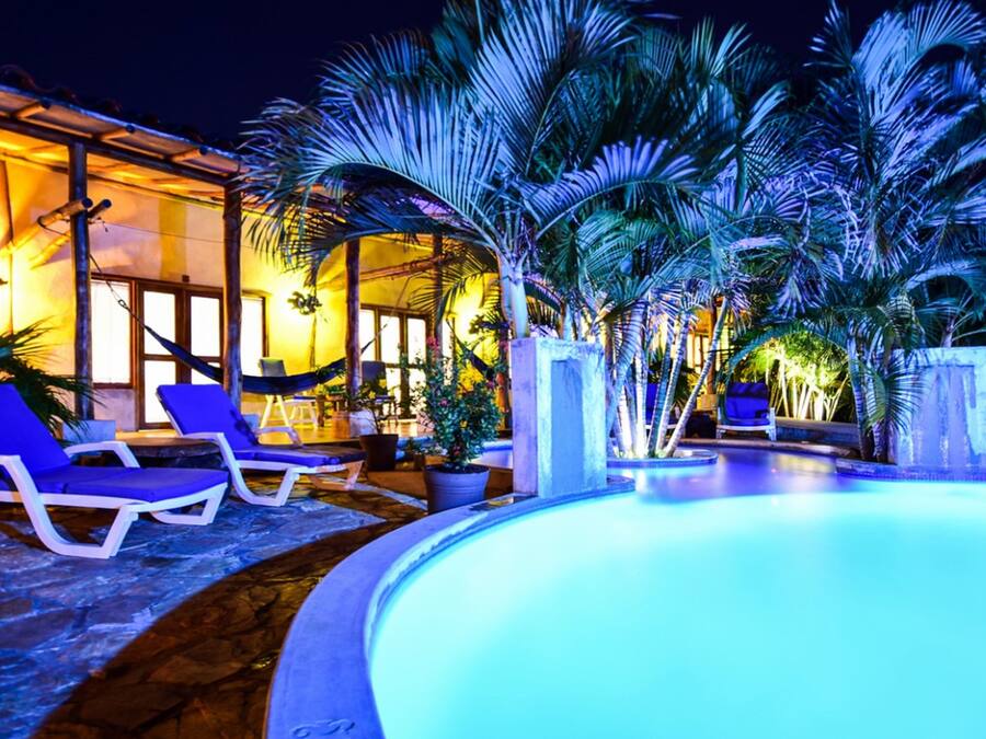 Outdoor pool, sun loungers