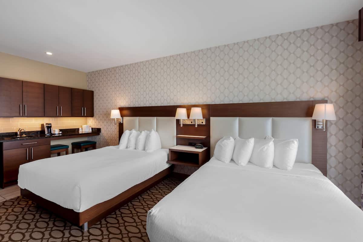 Standard Room, 2 Queen Beds, Non Smoking, Kitchenette | In-room safe, desk, blackout drapes, soundproofing