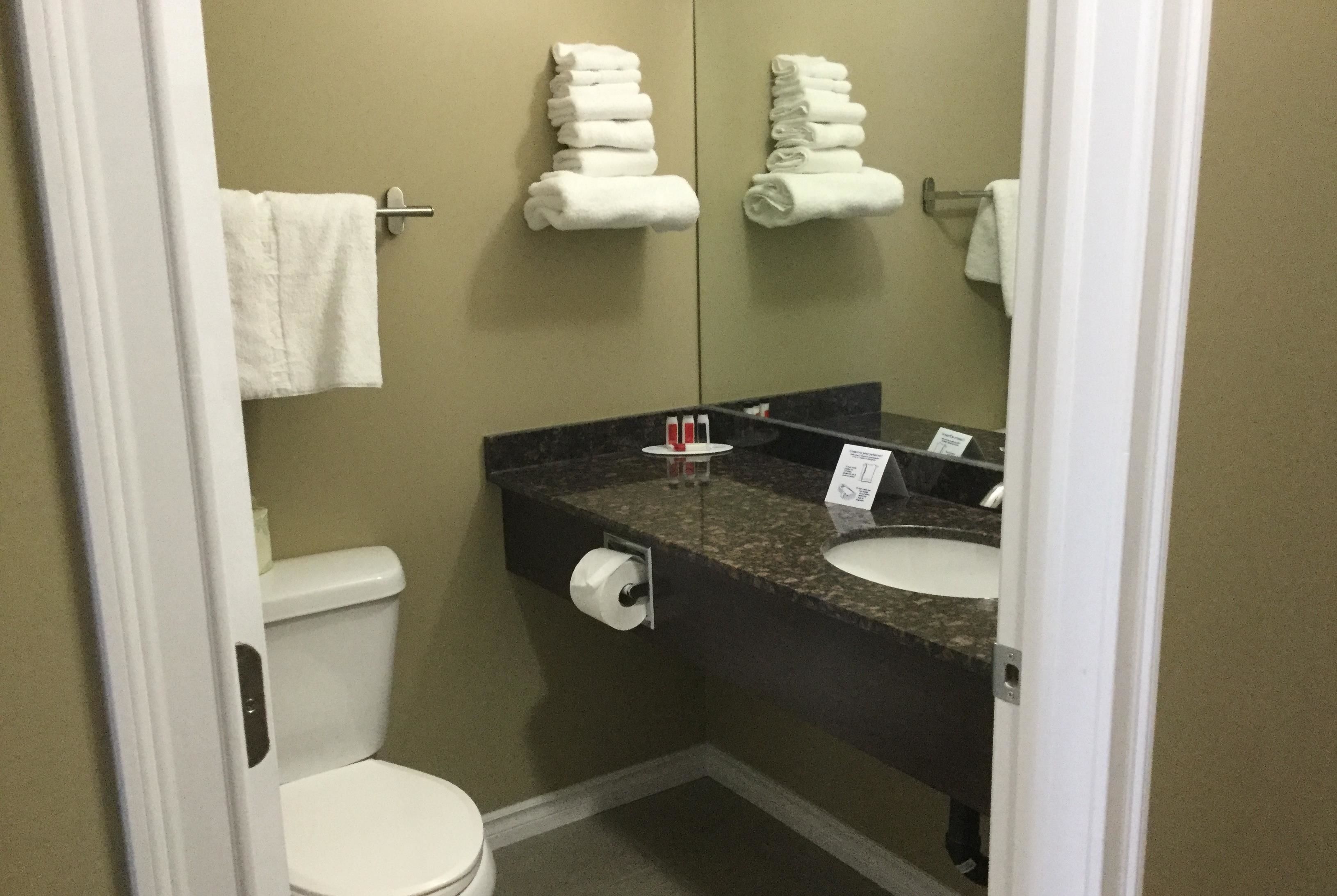 free toiletries, hair dryer, towels