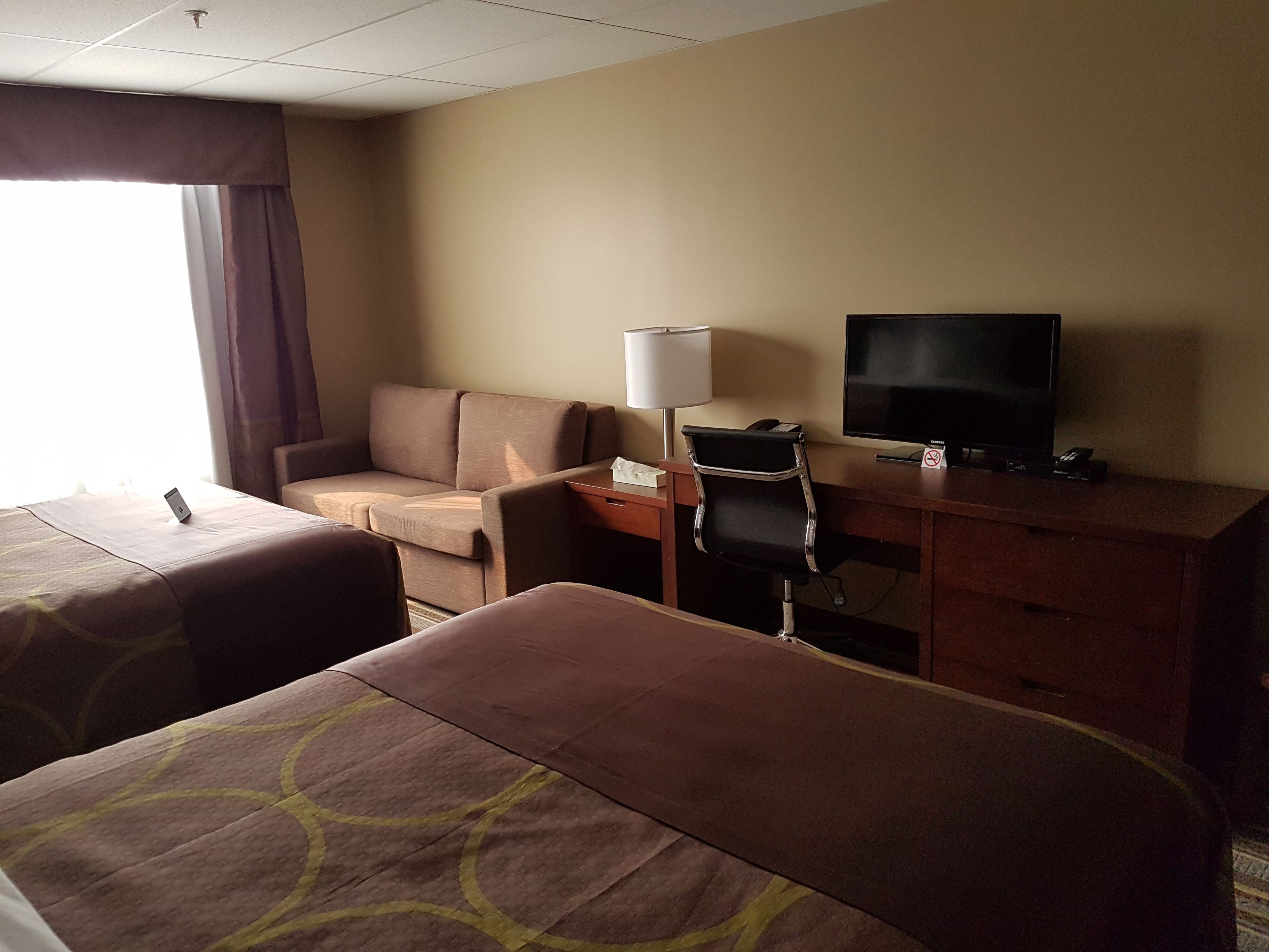 desk, blackout curtains, free wifi, bed sheets