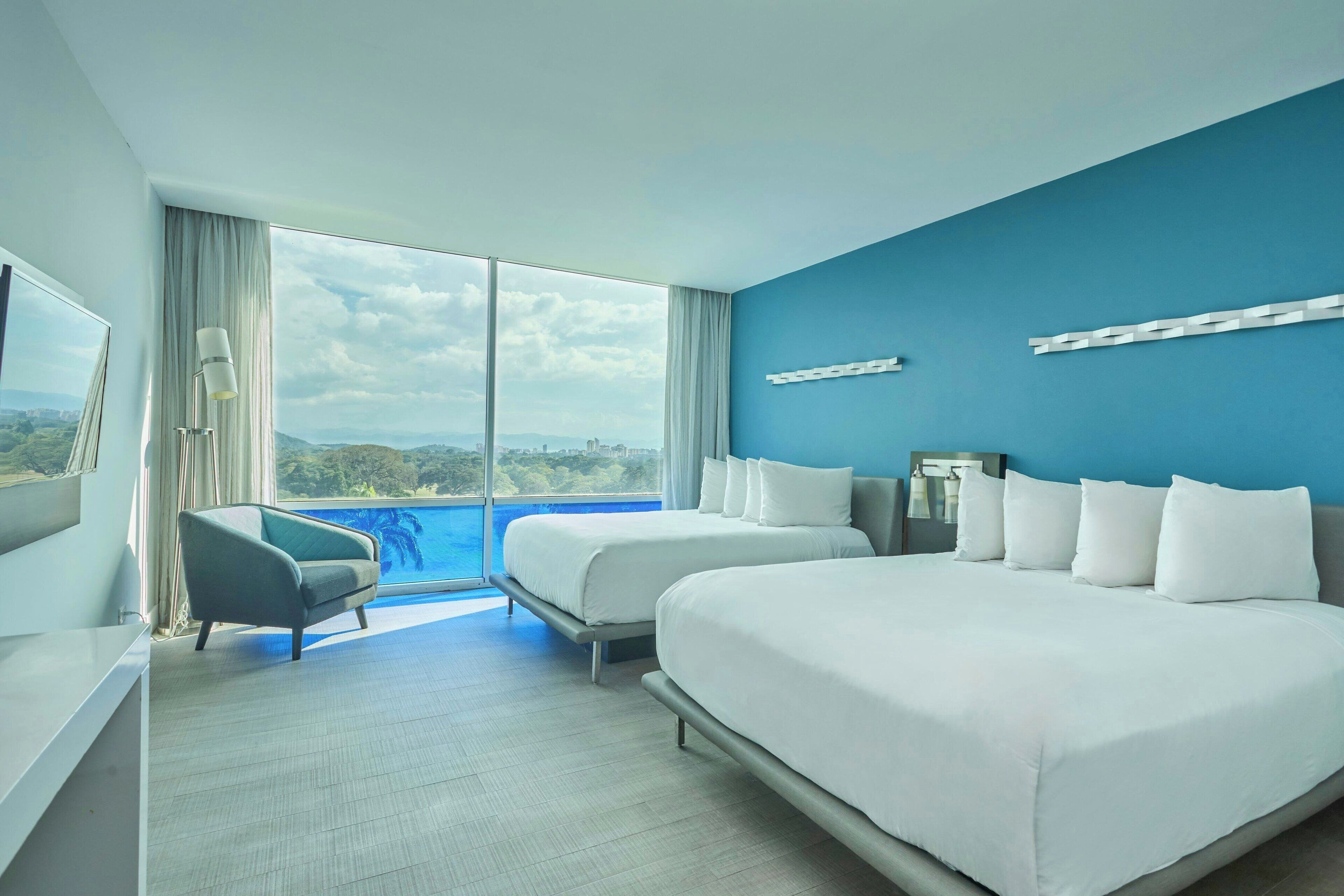 Standard Room, 2 Double Beds, Golf View | In-room safe, desk, blackout curtains, iron/ironing board