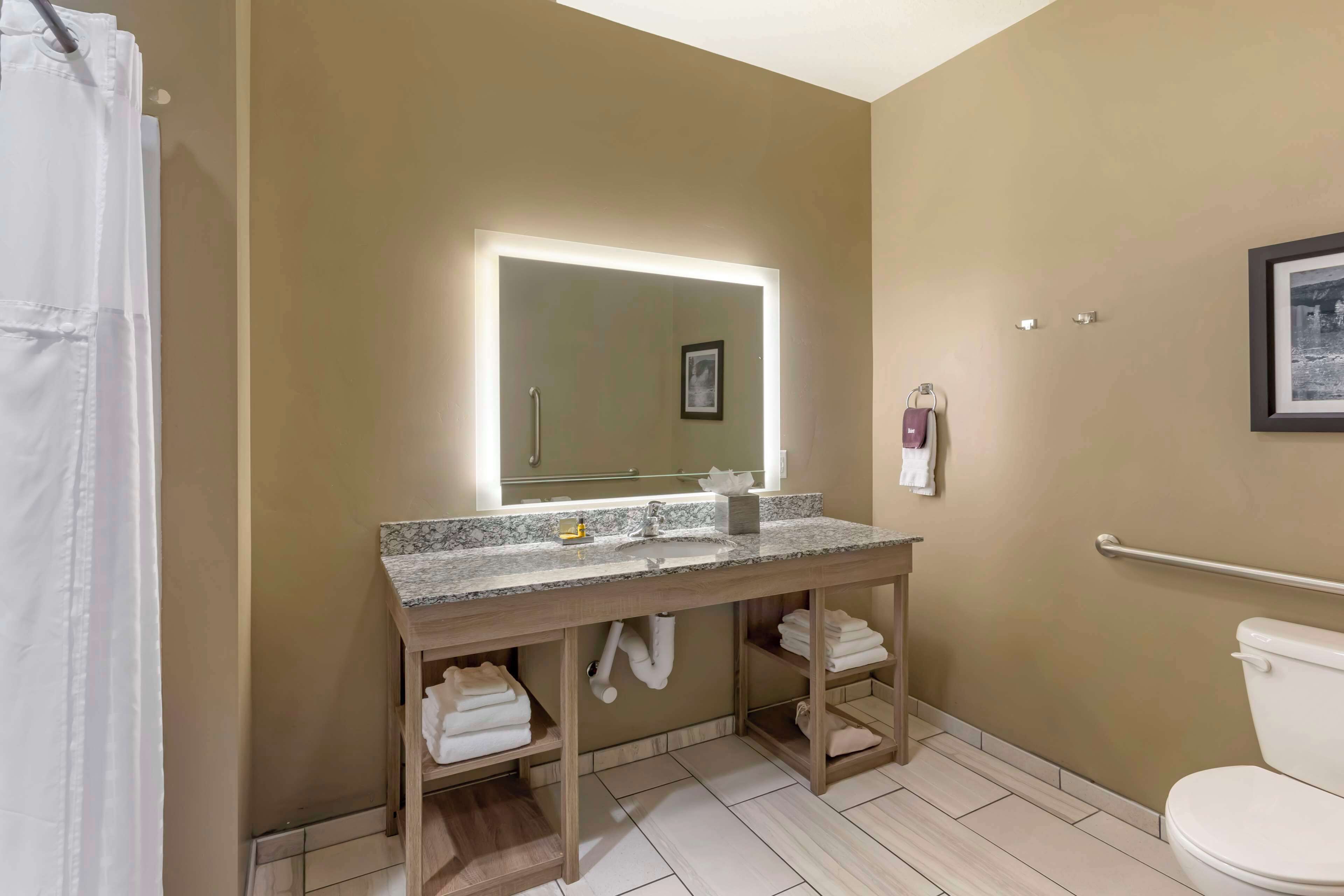 free toiletries, hair dryer, towels