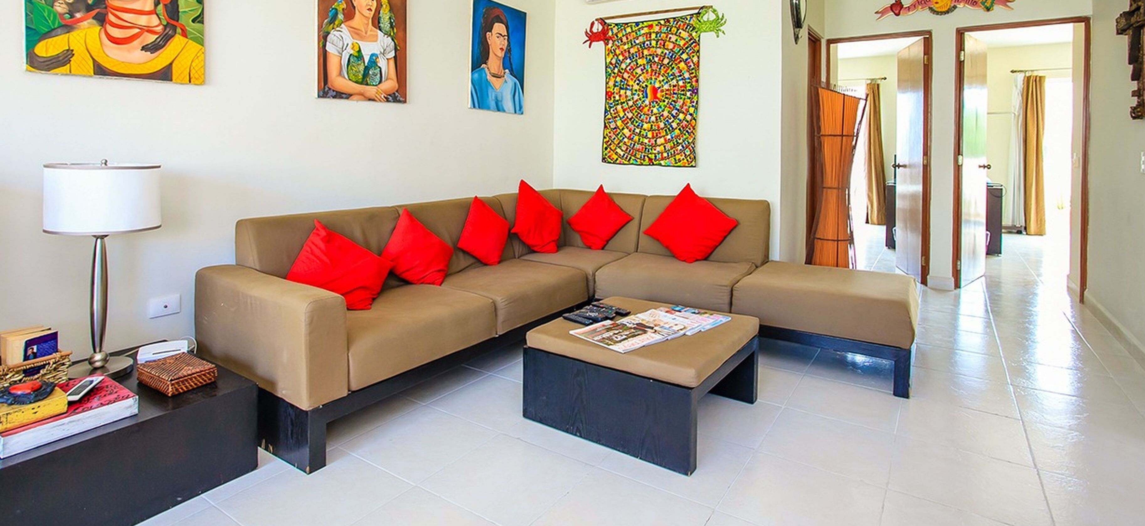 Apartment, 2 Bedrooms, Pool View | Living area | Flat-screen TV, DVD player