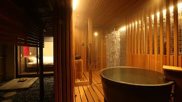 Japanese-Western Style Room with Open-air Bath, Non-Smoking | Bathroom | Separate tub and shower, free toiletries, hair dryer, slippers