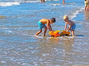 Playa en los alrededores, camastros y toallas de playa 