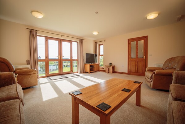 Smart TV, DVD player, books, video library