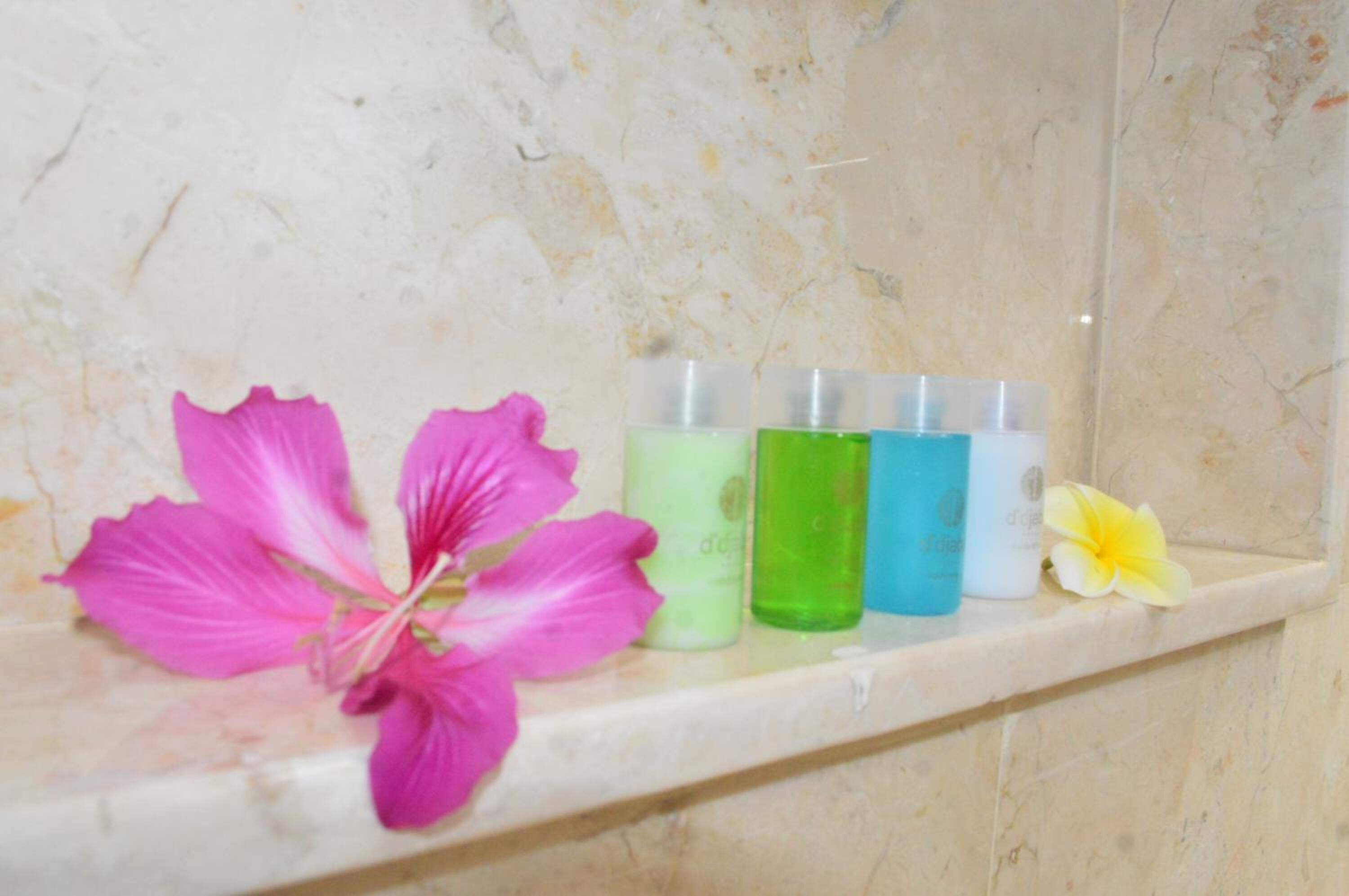 shower, free toiletries, bathrobes, towels