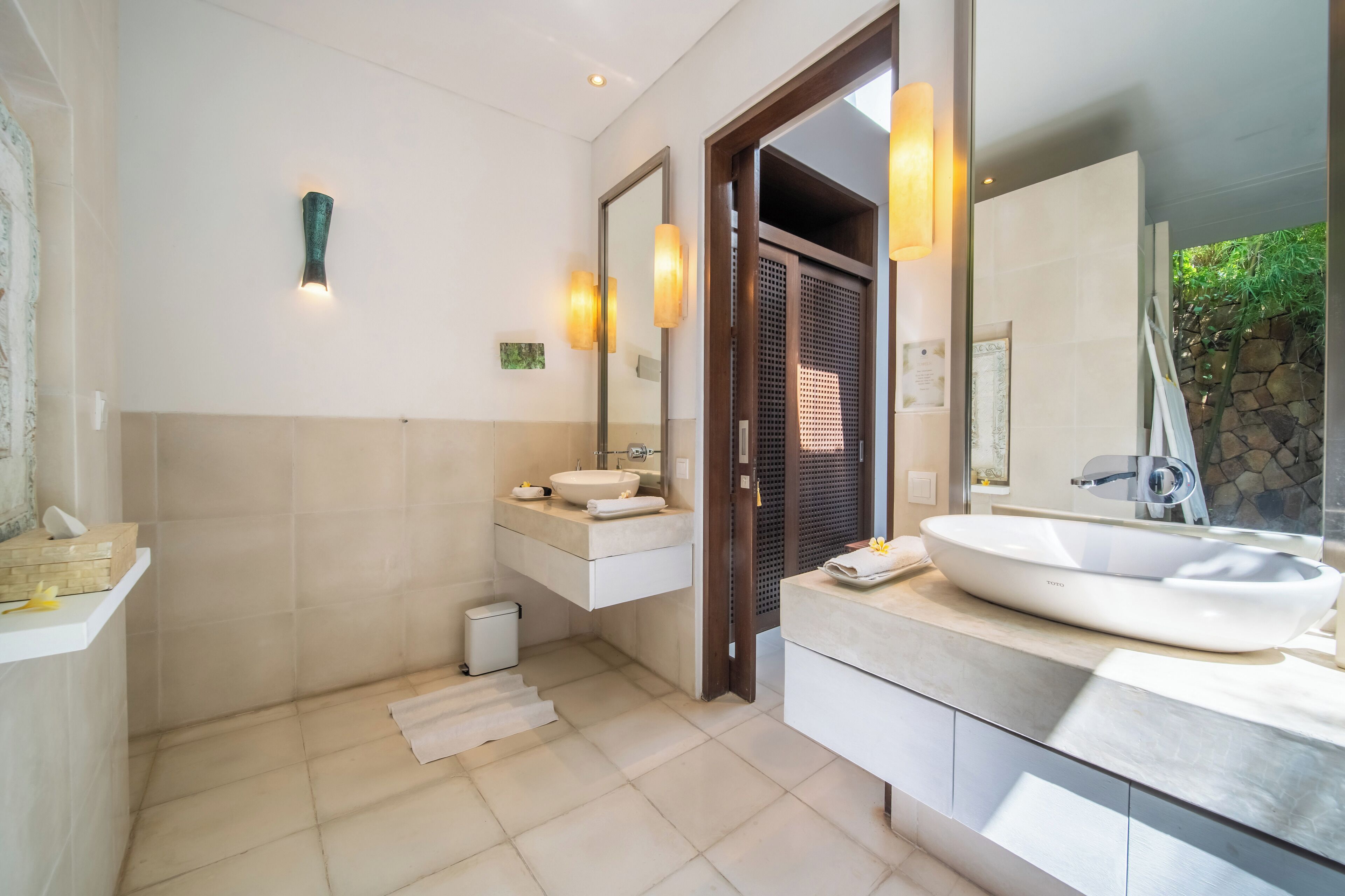 villa (blue ocean) | bathroom | separate bathtub and shower, free toiletries, hair dryer, bathrobes