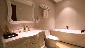 Executive Suite, 1 Bedroom | Bathroom | Shower, free toiletries, towels - TF Seaside Hotel (Saipan)