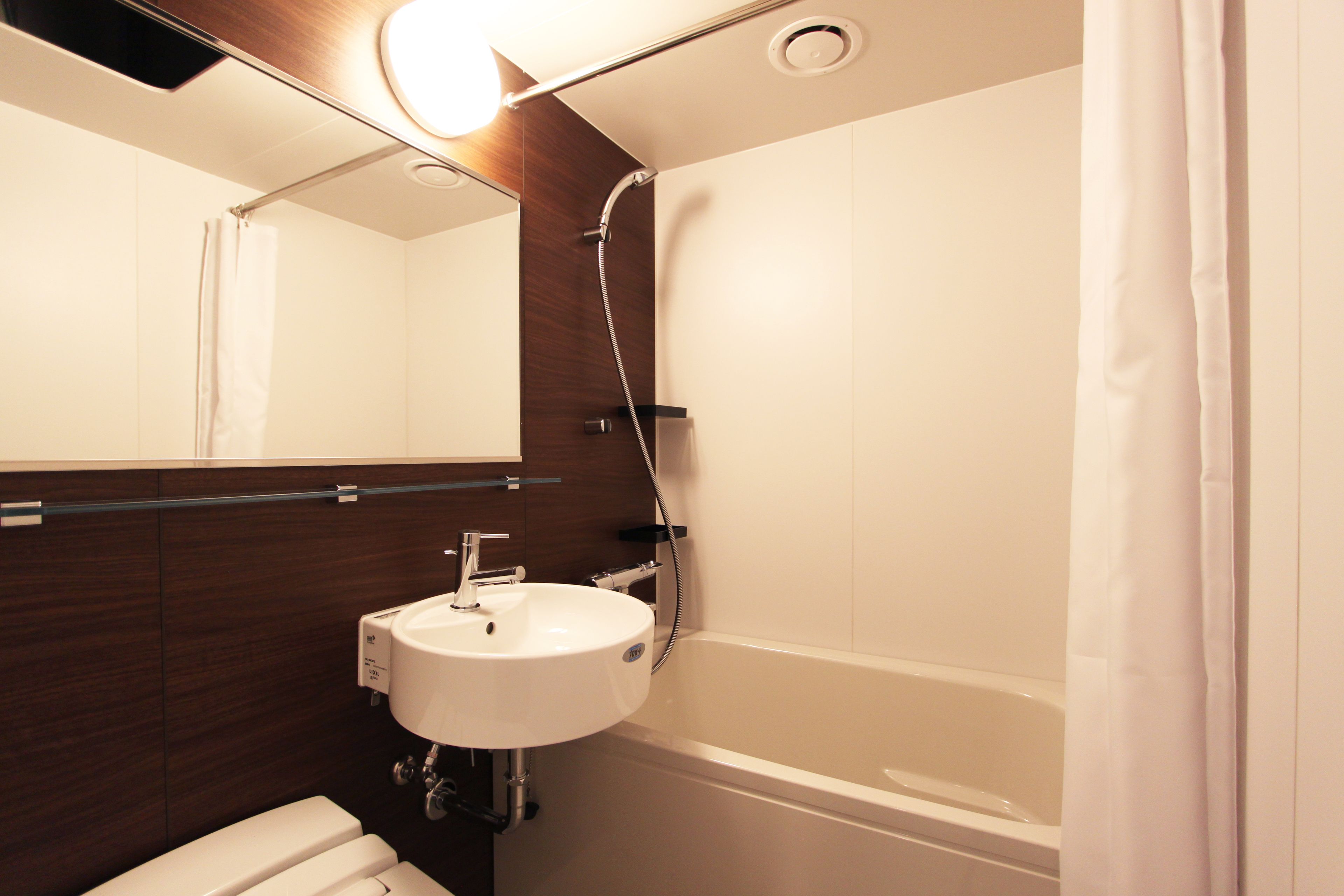 combined shower/bathtub, free toiletries, hair dryer, bathrobes