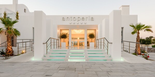 A modern building with the name "antopera" displayed above the entrance. - Antoperla Luxury Hotel & Spa (Santorini)