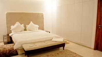 3 bedrooms, premium bedding, in-room safe, individually decorated