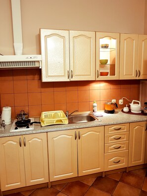 Comfort Apartment (Studio 1a) | Private kitchenette | Fridge, stovetop, electric kettle - Hostel Famil (Starogard Gdanski)