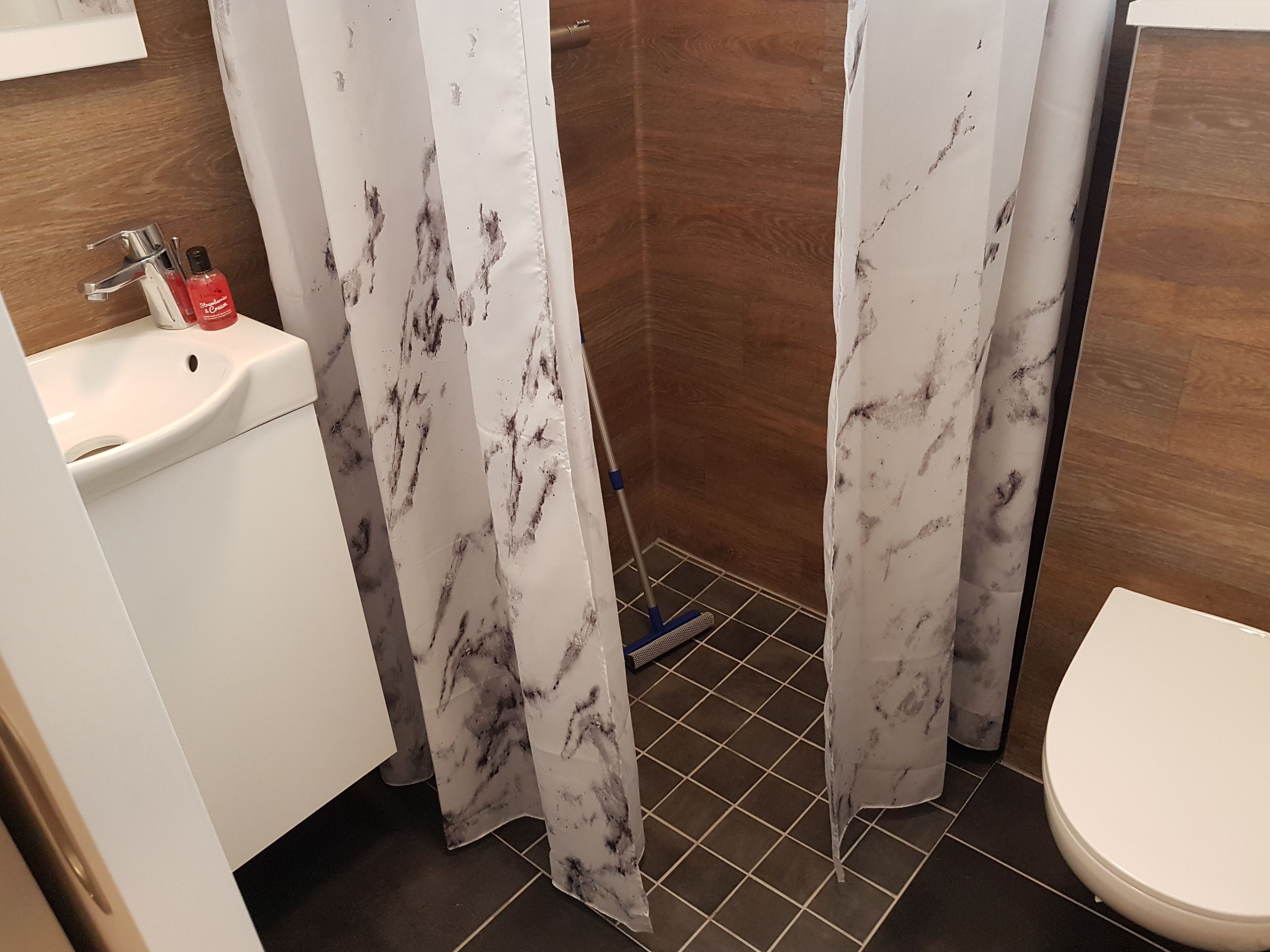 Shower, free toiletries, hair dryer, slippers