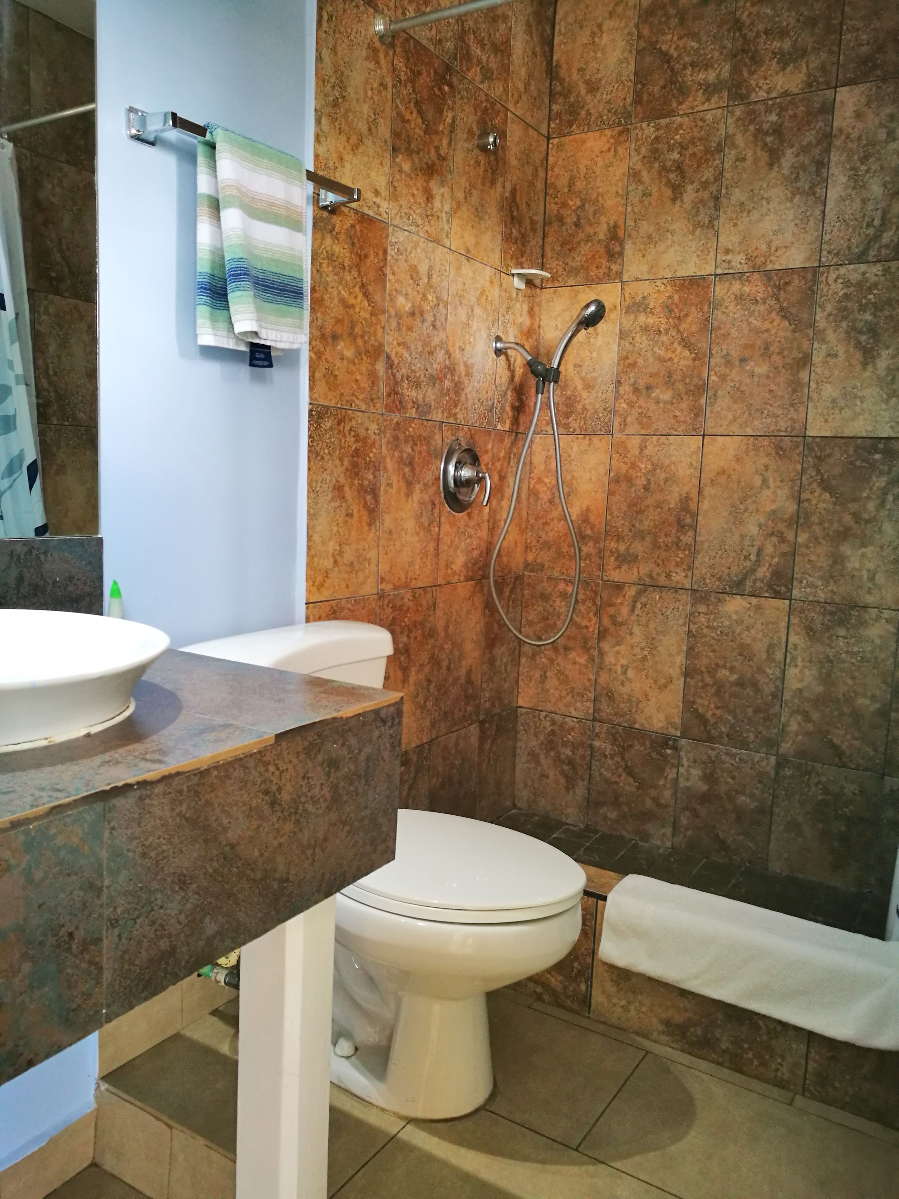 classic suite, 1 king bed | bathroom | shower, free toiletries, towels