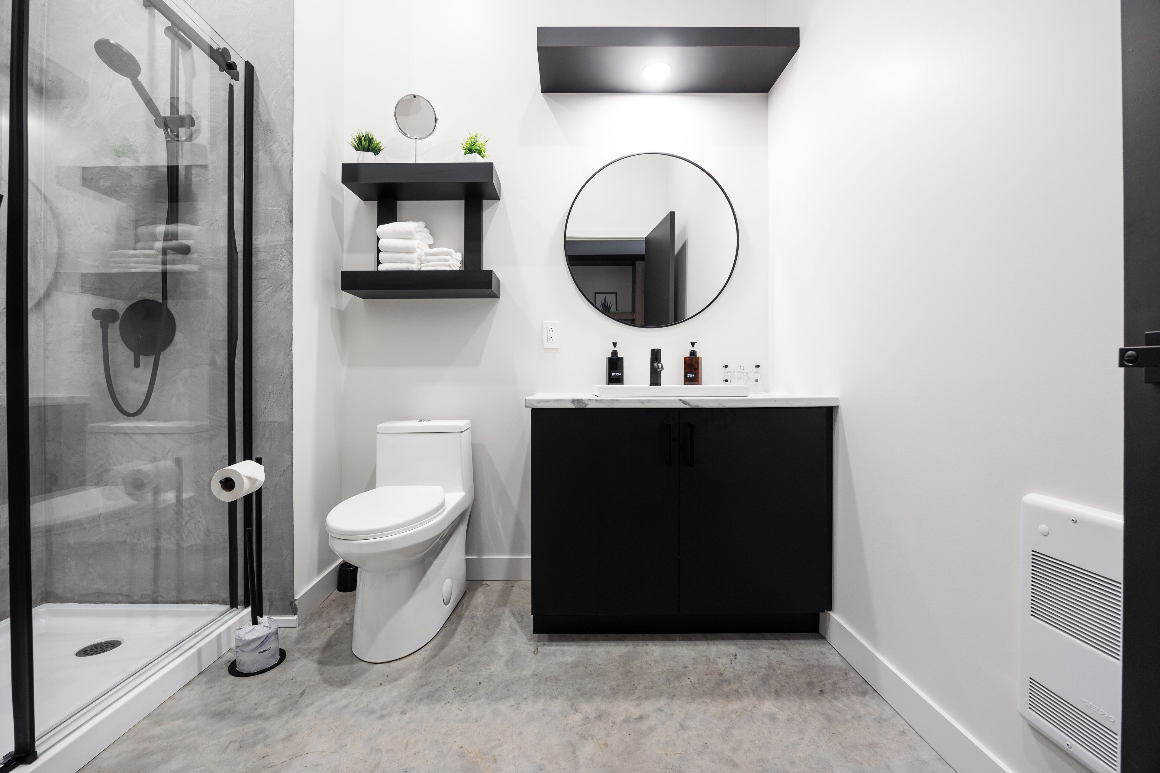 standard room, 2 queen beds, golf view | bathroom | hair dryer, towels