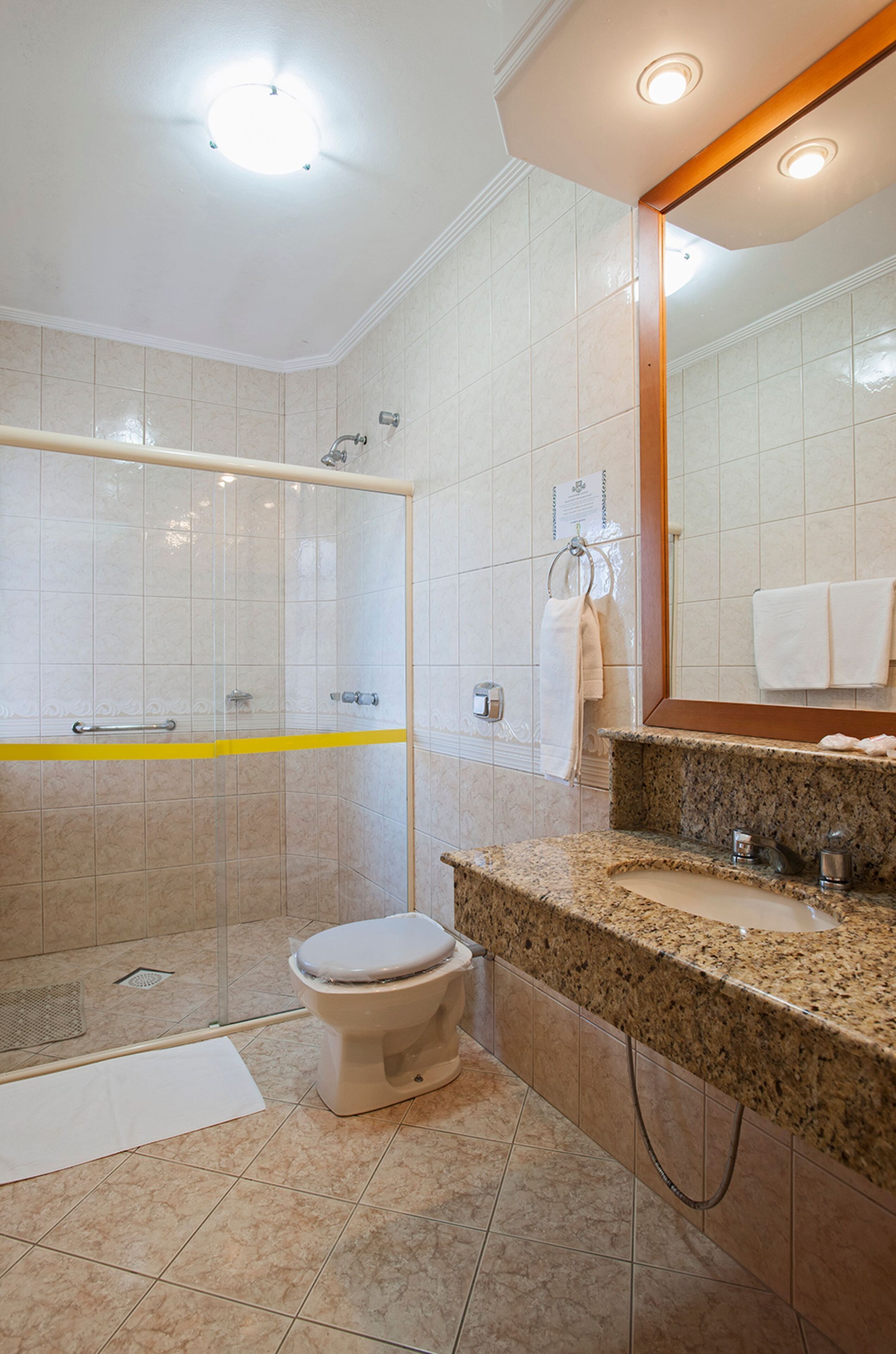 deluxe triple room | bathroom | shower, free toiletries, hair dryer, towels