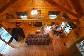 Mtn Laurel Family Cabin | Living area | Fireplace