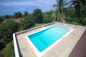Outdoor pool, pool umbrellas, pool loungers - Burlingame Villa (Montego Bay)