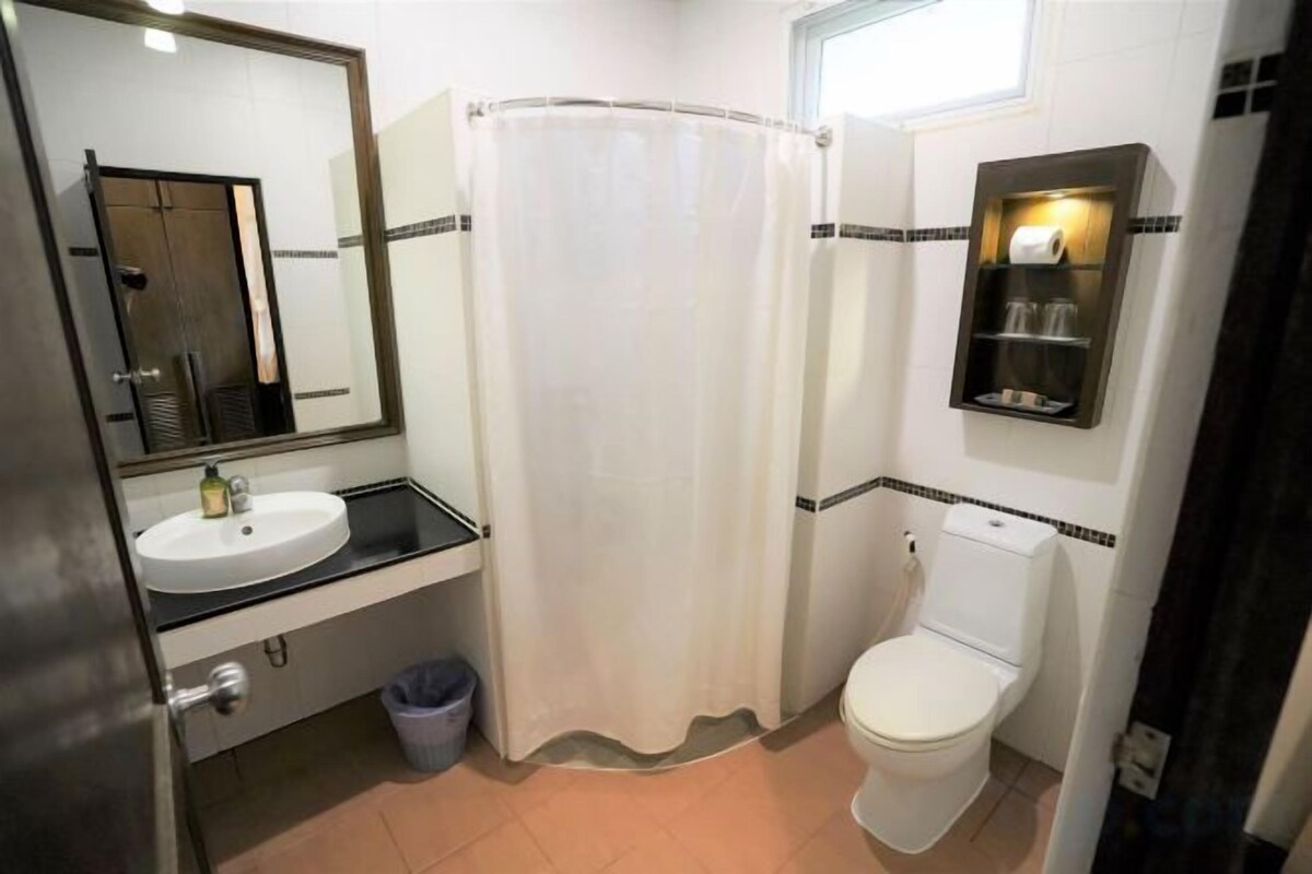 Bathroom | Shower, free toiletries, hair dryer, towels