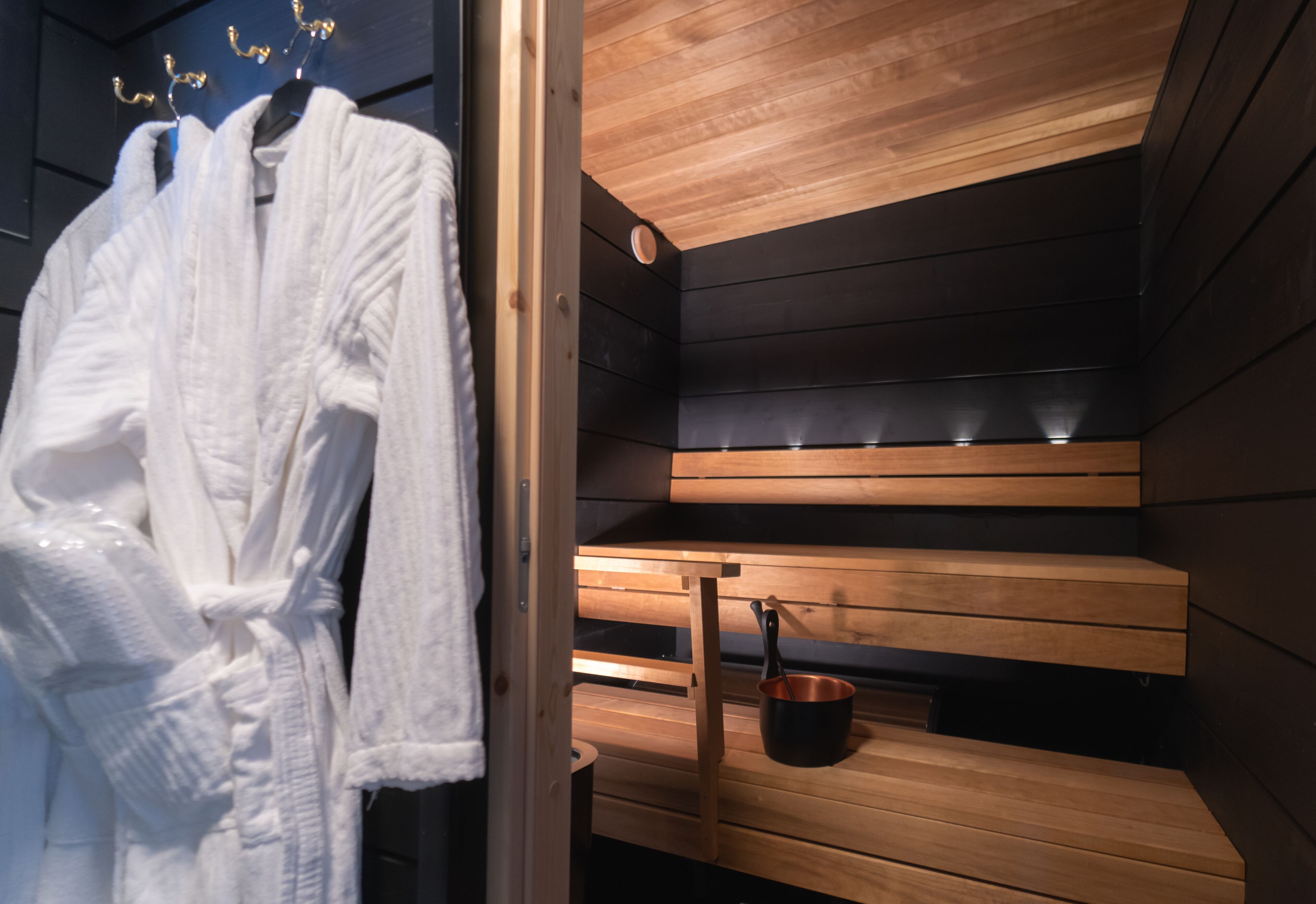 Sky View Cabin Double | Kylpyhuone | Suihku, ilmaiset hygieniatuotteet, hiustenkuivaaja, lämmitetyt lattiat