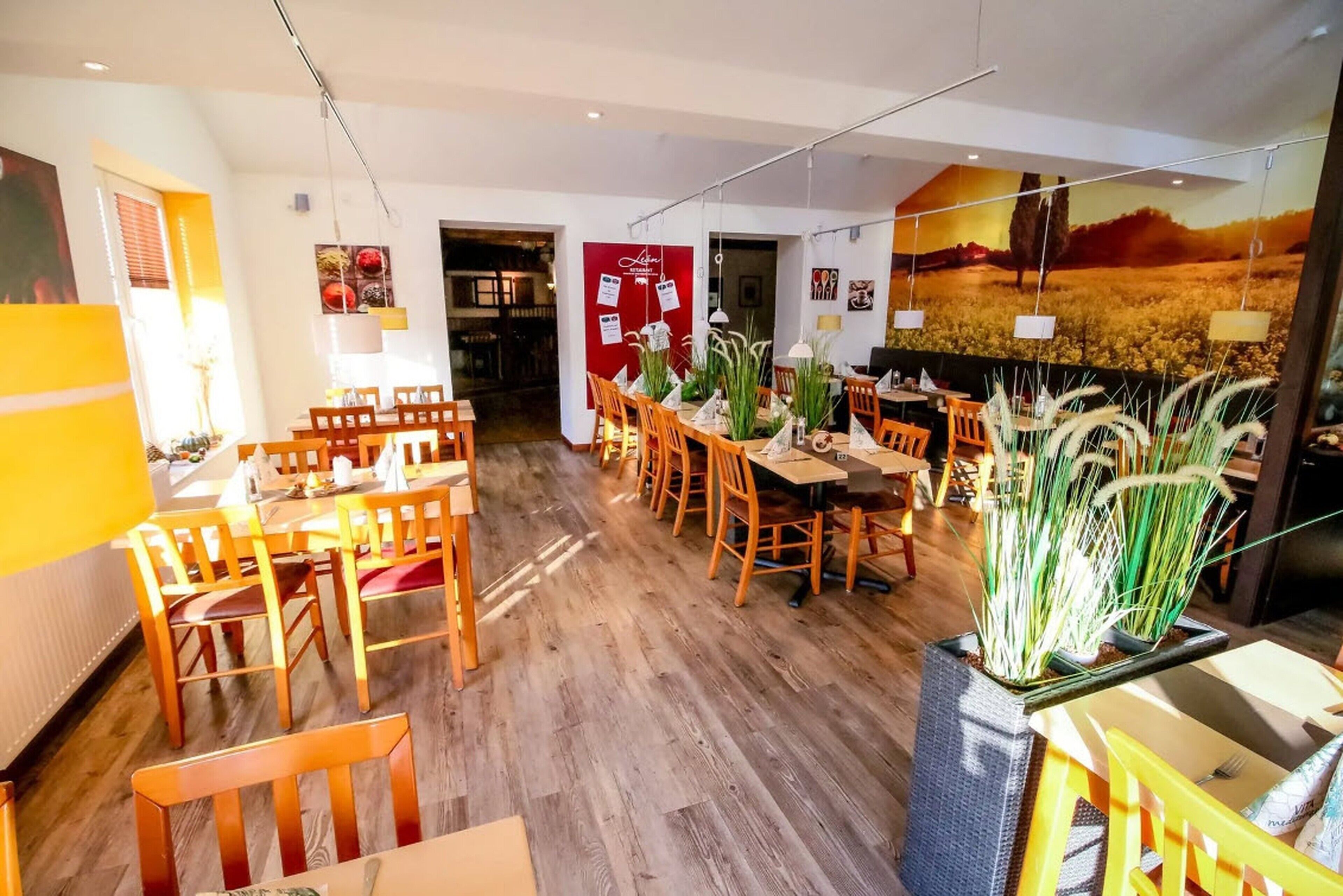 breakfast and dinner served, international cuisine