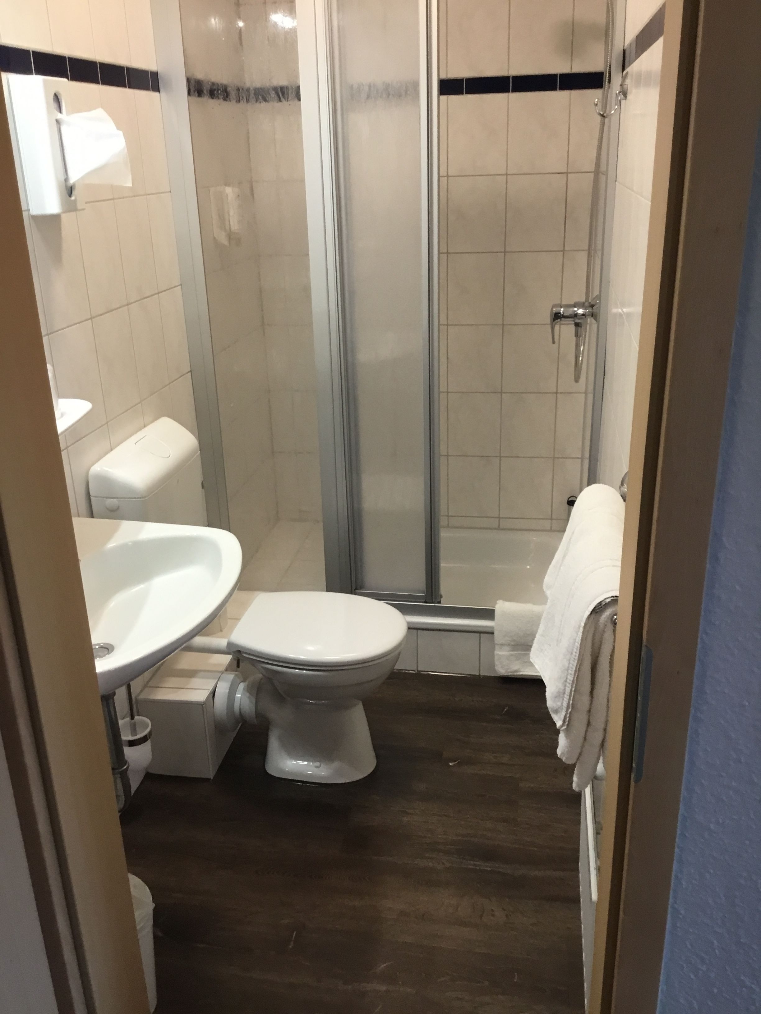 classic quadruple room, multiple beds | bathroom | shower, hair dryer, towels, soap