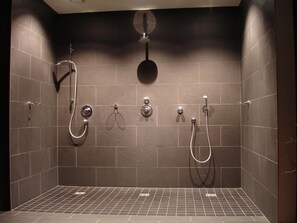 Een douche, gratis toiletartikelen, een haardroger, handdoeken