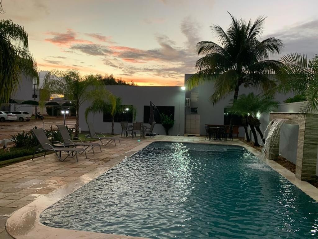 outdoor pool, pool loungers