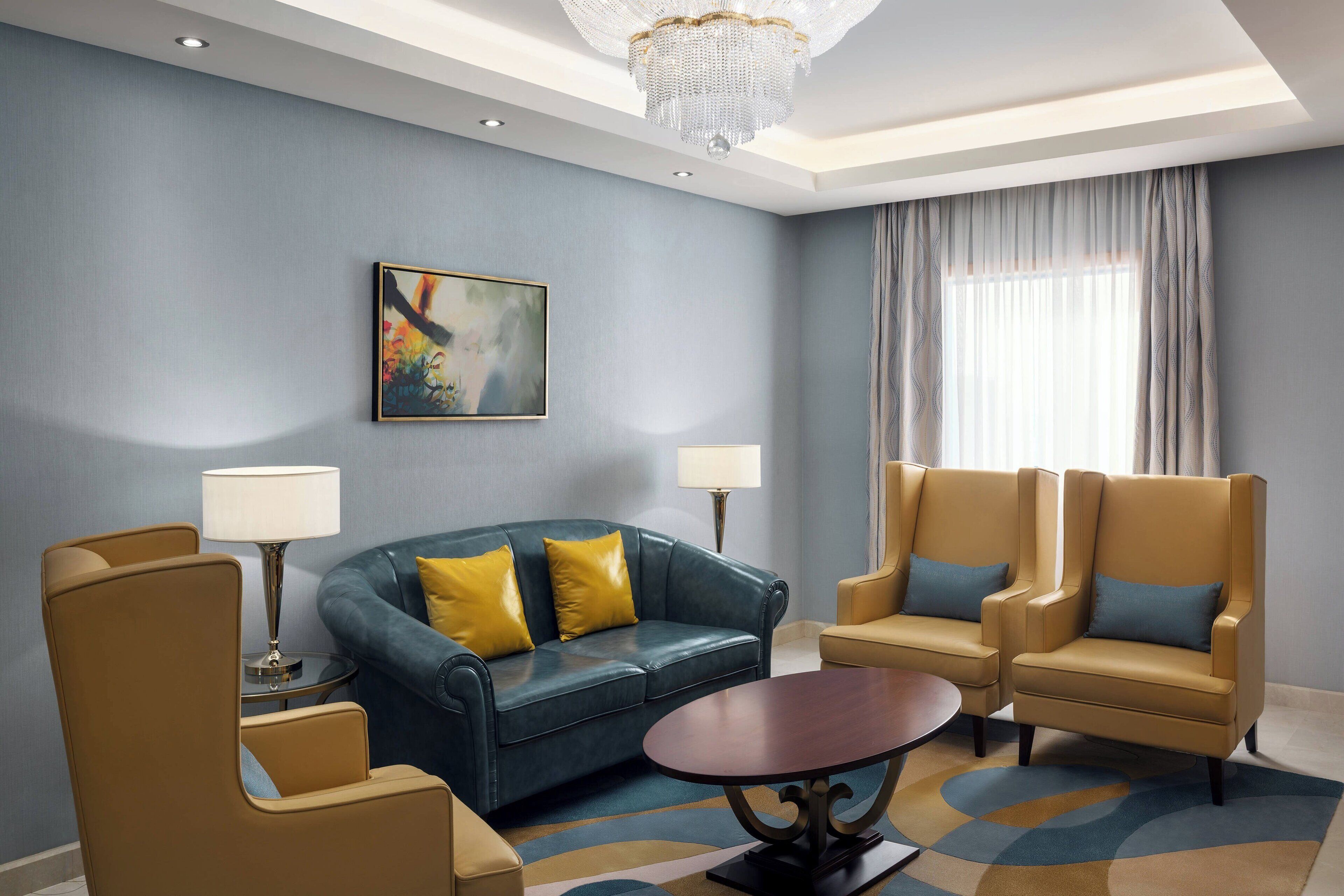 suite, 1 double bed, tower | living area | 40-inch led tv with cable channels, tv