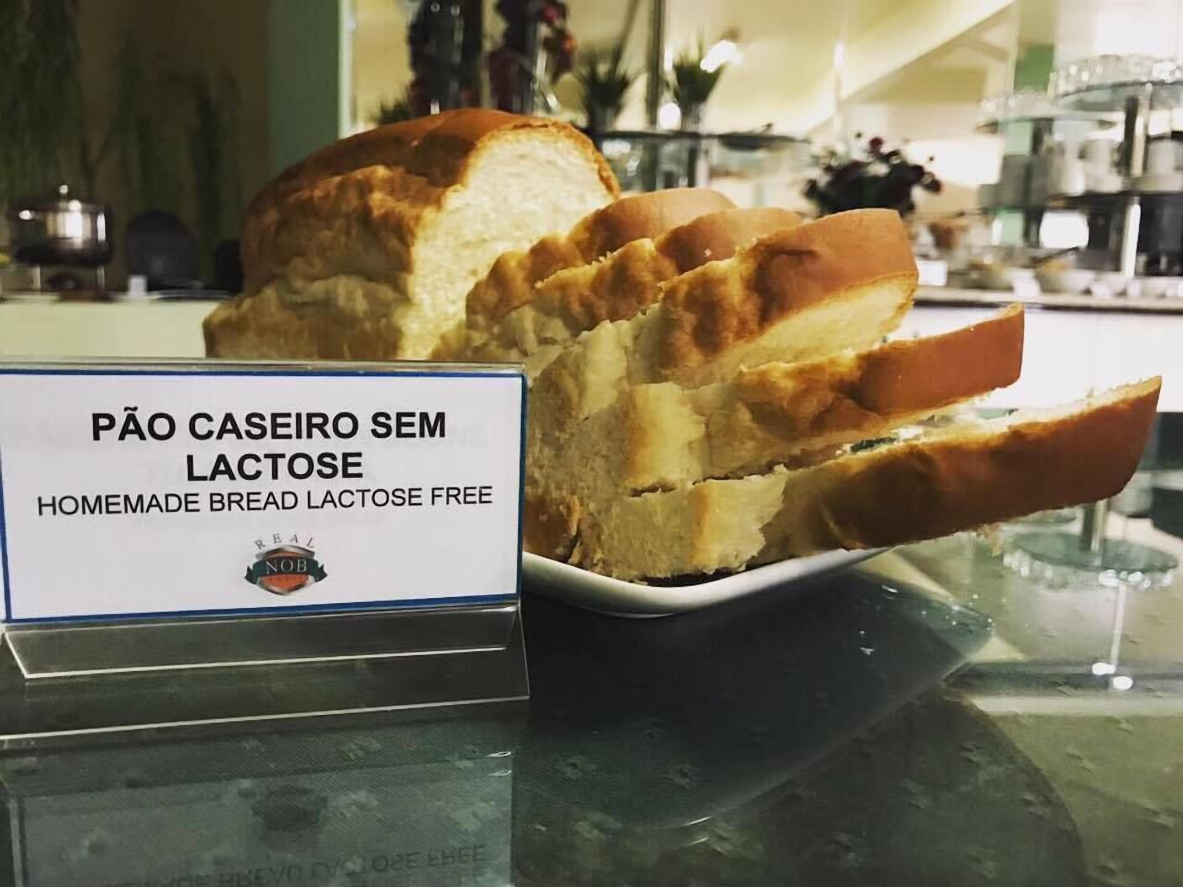 A loaf of homemade bread labeled as lactose-free.