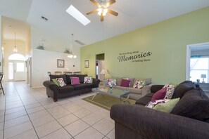 Smart TV, DVD player, table football, books