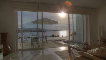 3-Bedroom Apartment with Sea View | Living area | Flat-screen TV