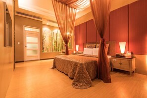 Desk, blackout drapes, soundproofing, rollaway beds