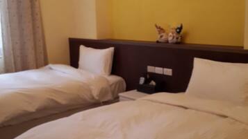 Desk, blackout drapes, soundproofing, rollaway beds