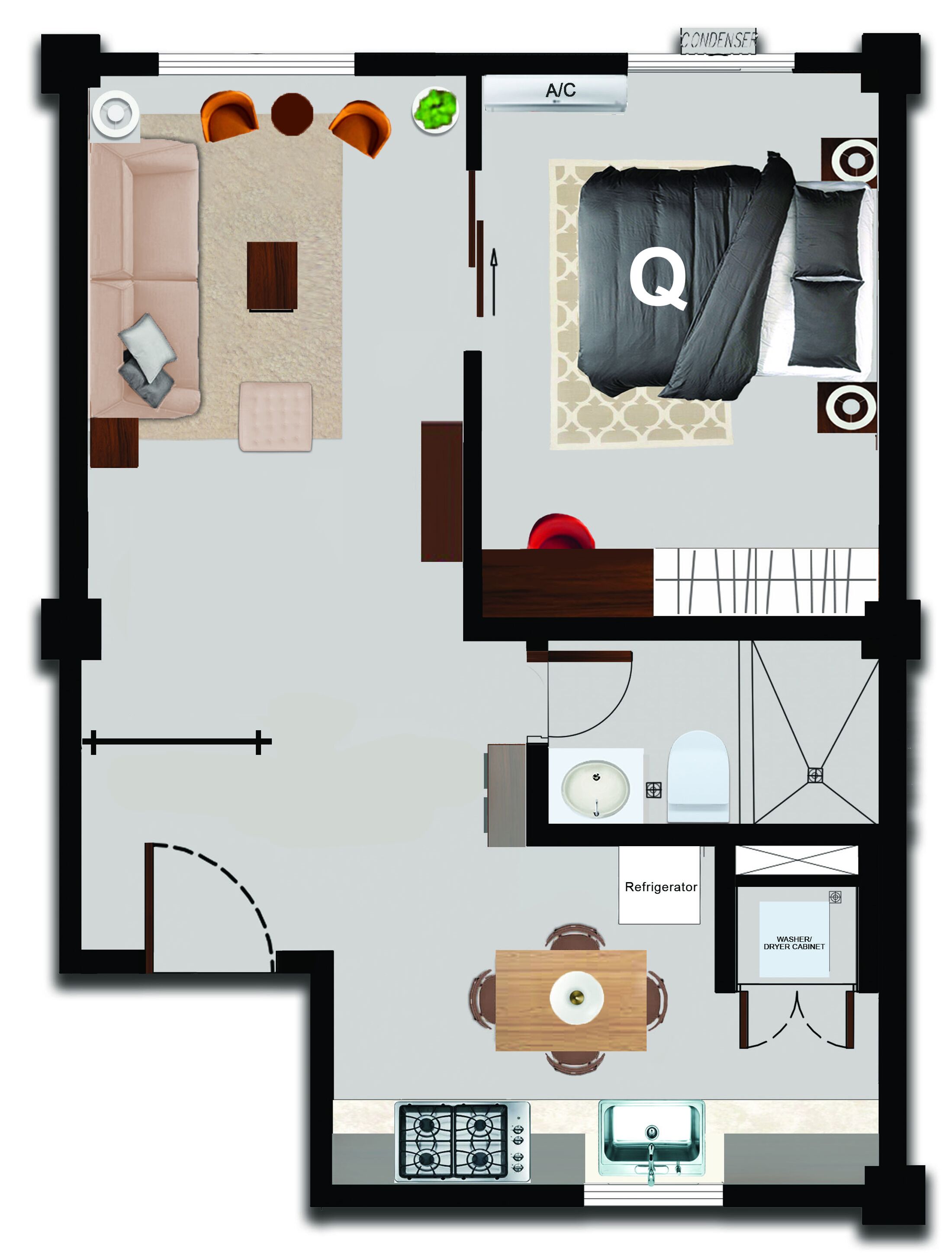 grand triple room, 1 bedroom | floor plan