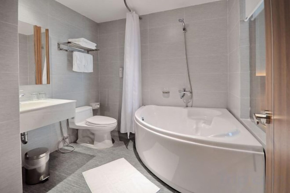 Bathroom | Shower, free toiletries, hair dryer, bathrobes