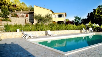Outdoor pool, sun loungers