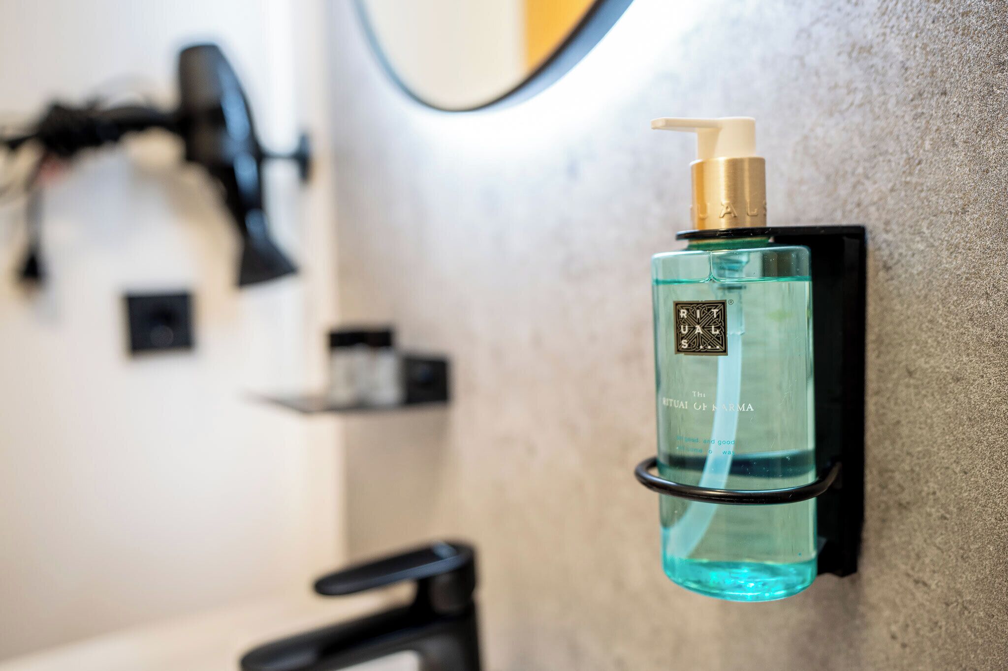 free toiletries, hair dryer, towels, soap