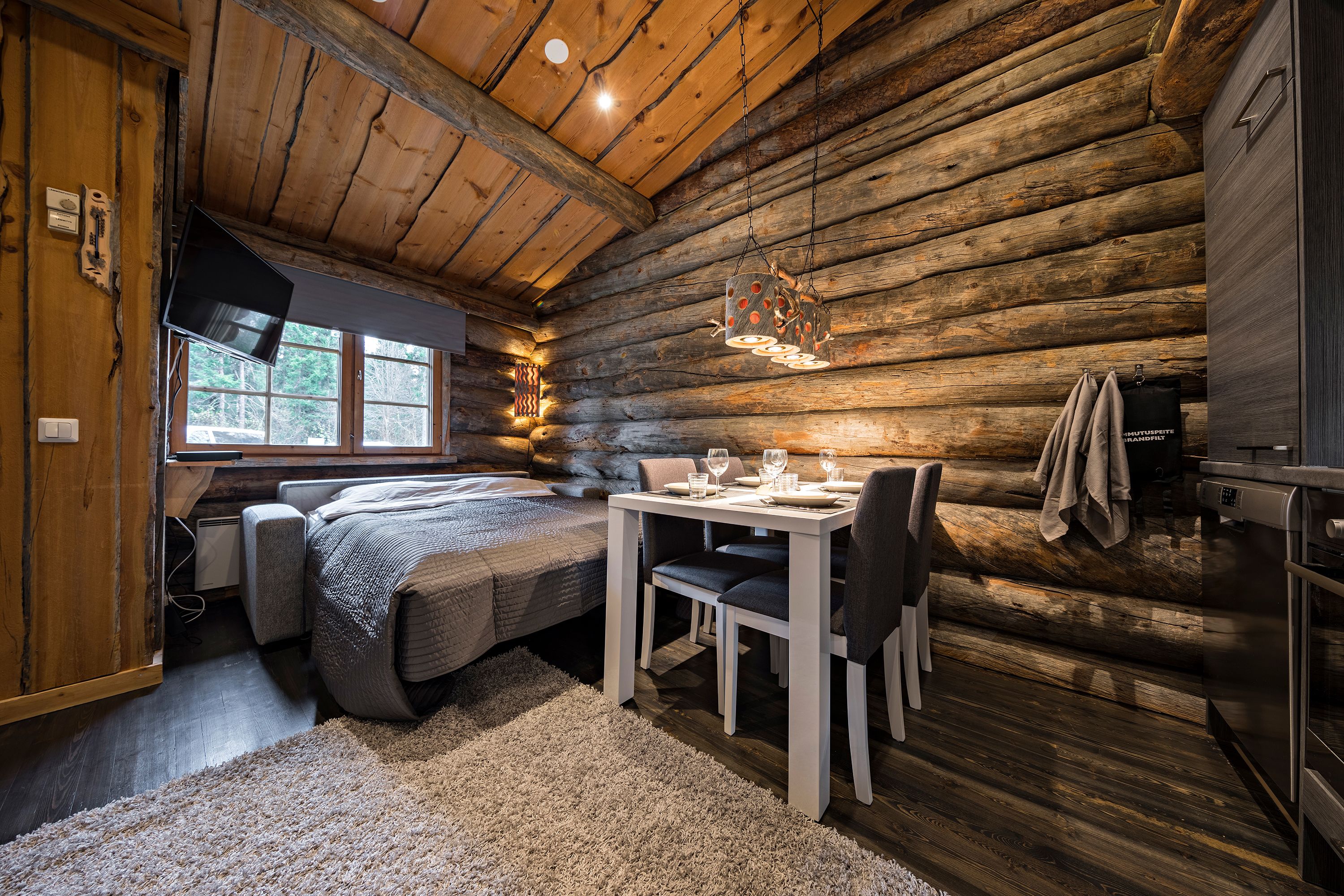 Leilighet – deluxe, 1 soverom, hageområde | Oppholdsrom | Smart-TV, peis, TV-spill og DVD-spiller