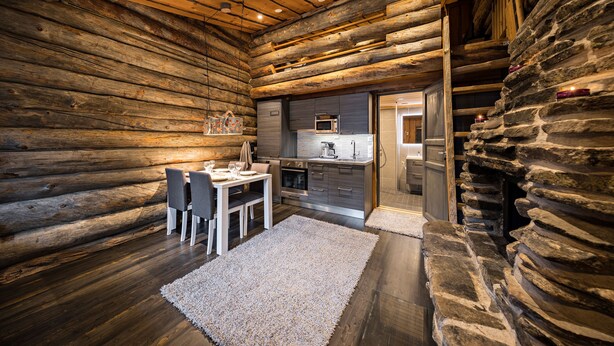 Deluxe Apartment, 1 Bedroom, Garden Area | Private kitchen | Coffee/tea maker, full-size fridge, microwave, oven - UnelmaPovi (Kuusamo)