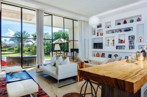 Luxury Villa, 5 Bedrooms | Living area | Flat-screen TV, fireplace, Netflix, DVD player - Dar Sayang (Marrakech)