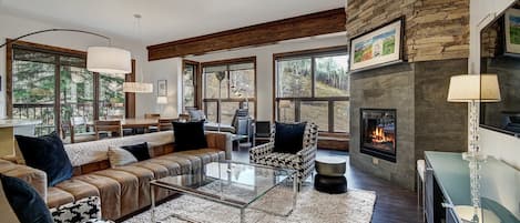 Condo, 2 Bedrooms | Living area | Flat-screen TV, fireplace, DVD player, MP3 dock