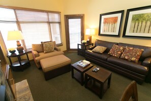 Condo, 2 Bedrooms | Living area | TV, fireplace - Rustic Lofted Steps from Mountain Adventure by RedAwning (Park City)