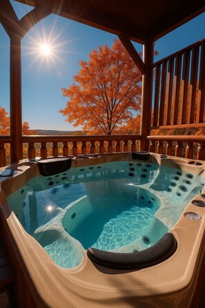 Outdoor spa tub - Stunning 2BR Escape w/ Unrivaled Views & Hot Tub (Sevierville)